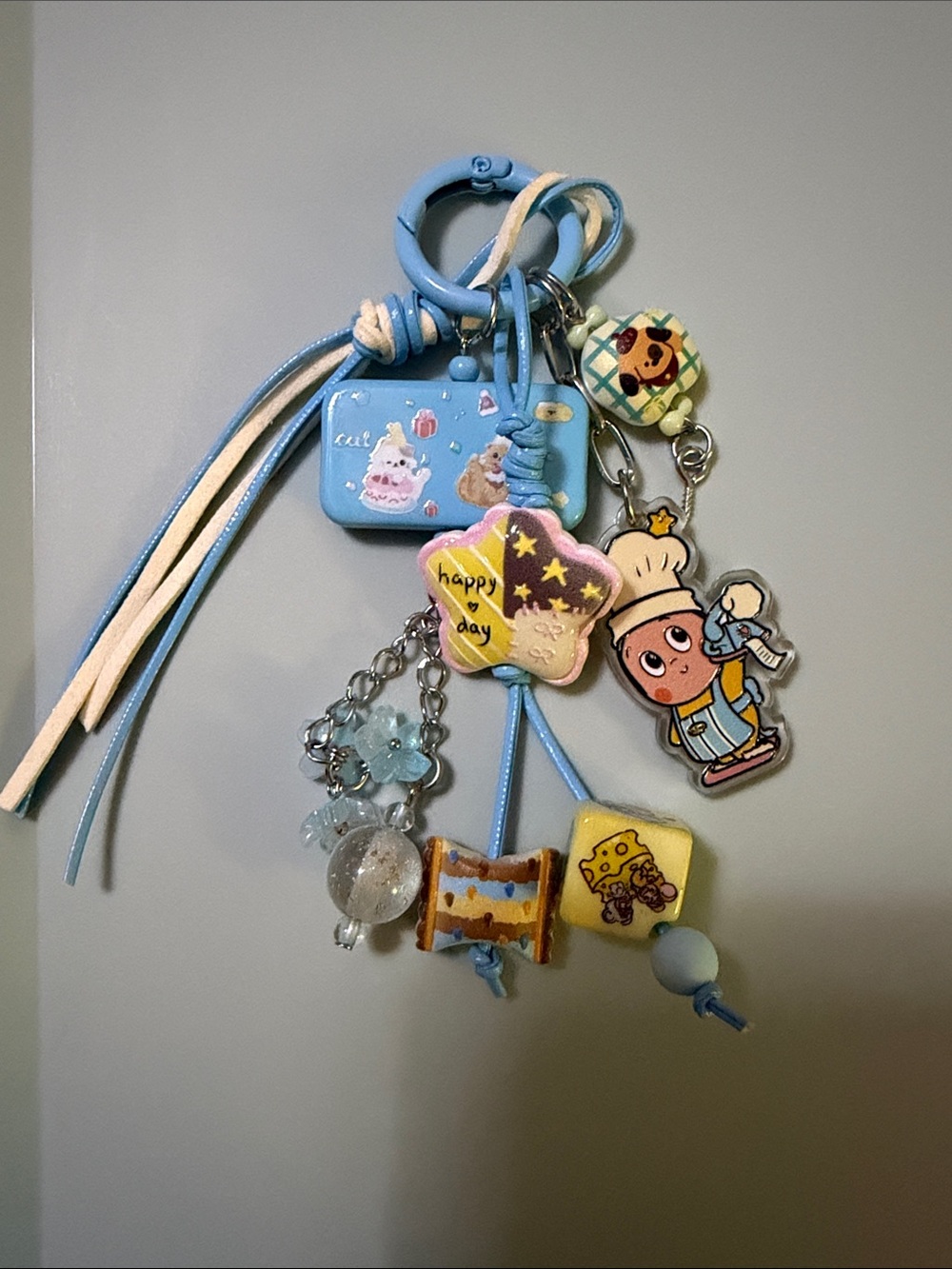 Cute Blue Twinkle Happy Day Charm Keychain